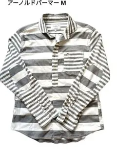 ​アーノルドパーマー エルボーパッチ ボーダー プルオーバーシャツ グレー×白
