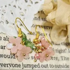 ピンクさくらのピアス　イヤリング　ステンレス　目印アクセサリー　チャーム変更可能