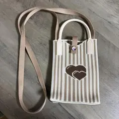 ストライプメッシュスマホショルダーバッグ