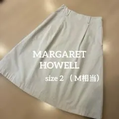 マーガレットハウエル コットンチノAラインスカート　グレージュ　未使用級