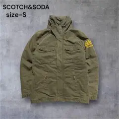 SCOTCH&SODAミリタリージャケットフェード刺繍Sオリーブグリーン