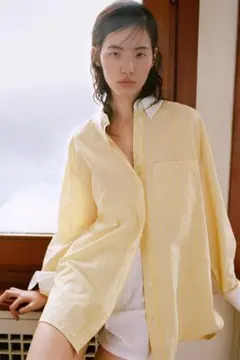 ZARA オーバーサイズポプリンシャツ　イエロー