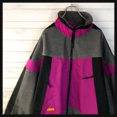 【マルチカラー】フリース　ウィンドブロックジャケット　刺繍　異素材　Lサイズ