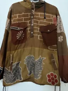 柿渋手ぬぐいパーカー古布リメイク - メルカリ