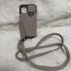 ベージュ 手帳型ケース ストラップ付き
