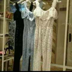 スナイデル　レース　オールインワン　ホワイト　レースワンピース　リリーブラウン