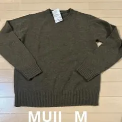 新品未使用無印良品MUJIメリノウールミドルゲージクルーネックセーターメンズM