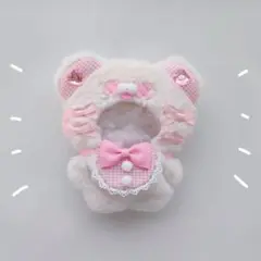 ちびぐるみ ぬい服 11cm ばってんくま オフホワイト×ピンク きぐるみ