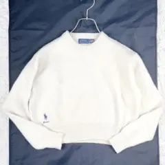 ポロラルフローレン ニット 長袖 カシミヤ混 クロップド オフホワイト S