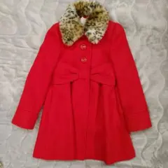 ♥️美品♥️kate spade♥️コート♥️126♥️7-8Y♥️赤×豹柄♥️