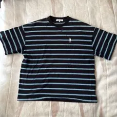 さ*ど様 U.S. POLO ASSN. 黒と水色ストライプ Tシャツ L