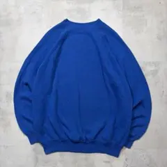 90s USA제 Hanes 블랭크 스웨트 무지 블루 남성 짧은 길이