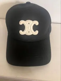 CELINE ブラック トリオンフロゴ ベースボールキャップ 中古