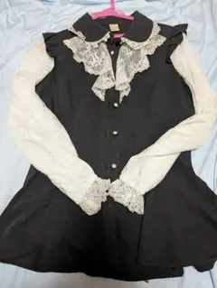 Secret Honey レースラッフルセットアップ 黒 長袖