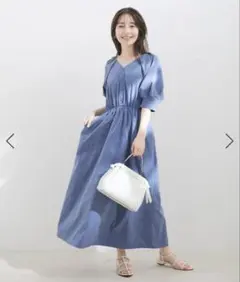 えいたん様★vis★前後2wayブルーロングシャツワンピースパフスリーブ