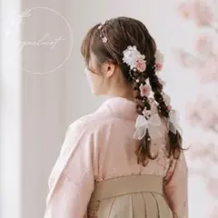桜 髪飾り カチューシャ付／ツインテール 卒業式 成人式 ウェディング③