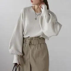 Bonjour Sagan前後2WAYボリュームスリーブ裾タック静電気防止ニット