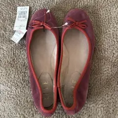 未使用ELLEパープル リボン付き フラットシューズ Msize