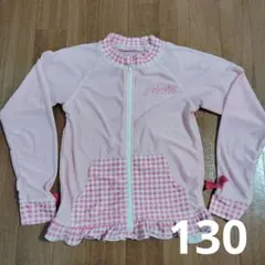 夏休みセール‼️ピンク ラッシュガード フリル、リボン付き130