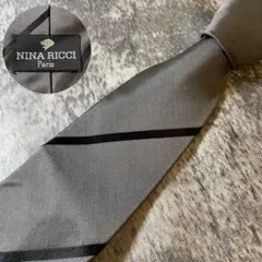 MSE1359 NINARICCI チャコール ストライプ シルク ネクタイのサムネイル