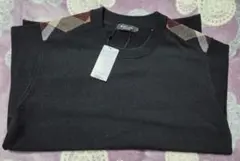 未使用 ブラックレーベルクレストブリッジ チェックニットセーター薄手 黒 L