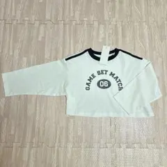 GU　GIRLS サイドラインTシャツ(長袖) オフホワイト