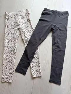 H&M レオパード柄と無地 レギンス 130cm 2点セット