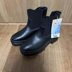 厚底 ブラック サイドゴアブーツ　L 晴雨兼用　撥水加工