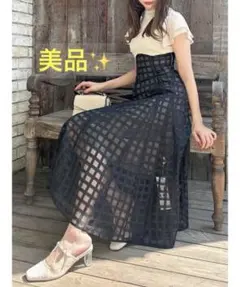 最終値下げ【美品】dazzlin シアーチェックコルセットワンピース　Mサイズ