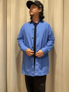ステンカラーコート ブルー メンズ S ロングコート 春秋