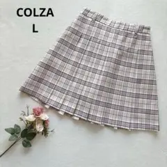 コルザ チェック柄 プリーツスカート ミニスカート キュロット L ベージュ