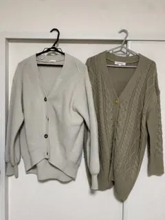 BRICOLAGE セットまとめカーディガン オリーブベージュアイボリーGU等