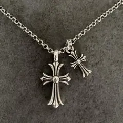 クロムハーツ/Chrome Hearts ダブルCHクロスペンダント 巾着付き