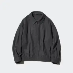 ユニクロ ブラッシュドジャージーオーバーサイズブルゾン ダークグレー L