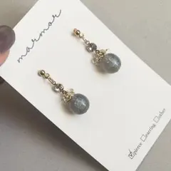 No.1531 グレー　キラキラ　ピアス　イヤリングクリア　ガラス　ビジュー