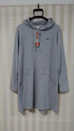 【タグ付き・未使用】New Balance 杢グレー ロングパーカー LLサイズ