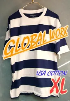 【美品】グローバルワーク USAコットン 太ボーダーTシャツ XLのサムネイル