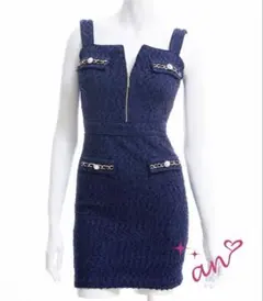 an アン　キャバドレス　ツイード　M ネイビー