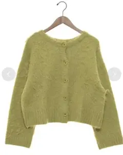 ライトグリーン ボタン付き カーディガン　ニットセーター　アルパカ
