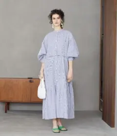 THEYOn ザヨン　3way シャツワンピース　ストライプ　ブルー