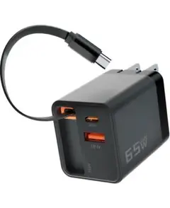 65W(35W+30W) 巻き取り式急速充電器Type-c 3-ポートPD充電器