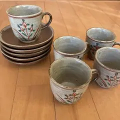 値下げ　花柄陶器　エスプレッソカップセット
