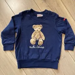 miki house ネイビー クマプリントロンT 80