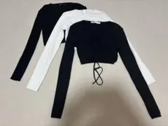 ZARA リブ編み ブラック ホワイトクロップドトップス 3点セット