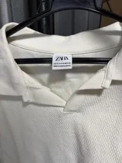 ZARA ホワイト メッシュ ポロシャツ 半袖