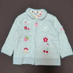 80★ミキハウス★うさこちゃんアップリケ付！ポケットいっぱい！ジップカーディガン