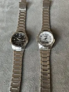 CASIO WAVE CEPTOR 電波ソーラー腕時計 黒白2個セット