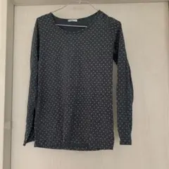 長袖 ドット Tシャツ 長T カットソー ブルー Mサイズのサムネイル