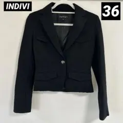 INDIVI ショート丈　ジャケット　黒　サイズ36 ウール　入学式
