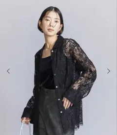 ユナイテッドアローズ BEAUTY &YOUTH ブラックレースシャツ FREEのサムネイル